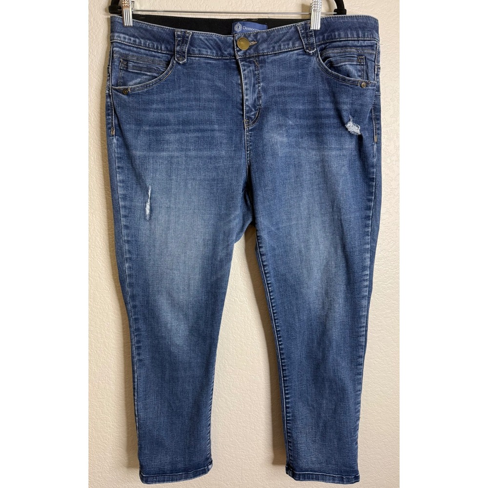 Democracy Women 18W Blue Skinny Jeans Absolution Denim Distressed Preppy Casual